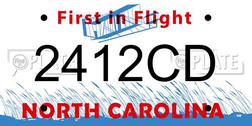 2412CD North Carolina License Plate