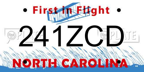 241ZCD North Carolina License Plate