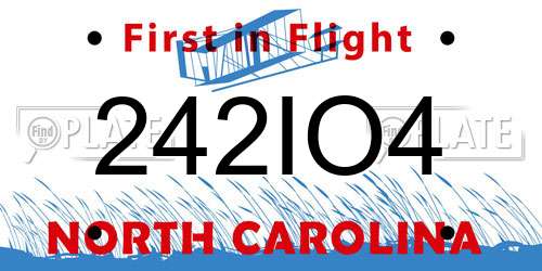 242IO4 North Carolina License Plate