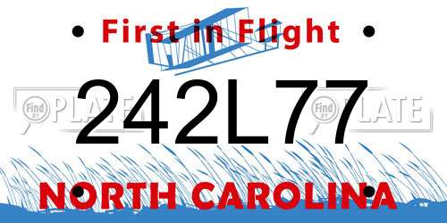 242L77 North Carolina License Plate
