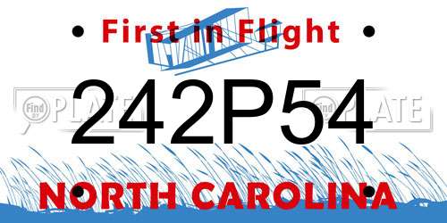 242P54 North Carolina License Plate