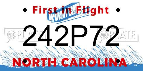 242P72 North Carolina License Plate