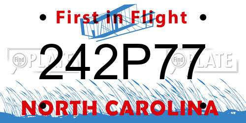 242P77 North Carolina License Plate