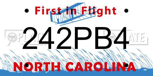 242PB4 North Carolina License Plate