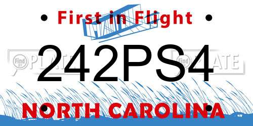 242PS4 North Carolina License Plate