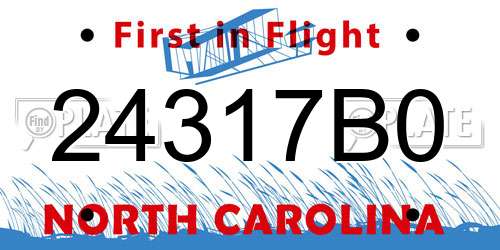 24317B0 North Carolina License Plate