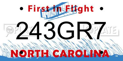 243GR7 North Carolina License Plate