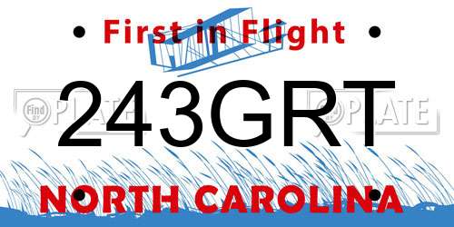 243GRT North Carolina License Plate