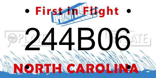 244B06 North Carolina License Plate