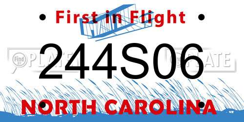 244S06 North Carolina License Plate