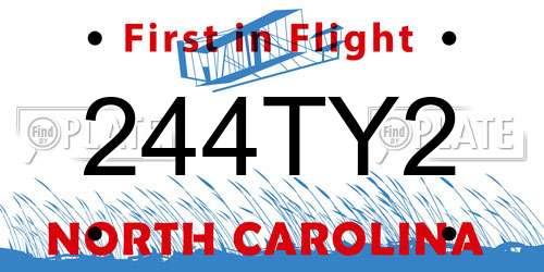 244TY2 North Carolina License Plate