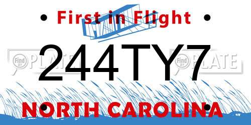 244TY7 North Carolina License Plate