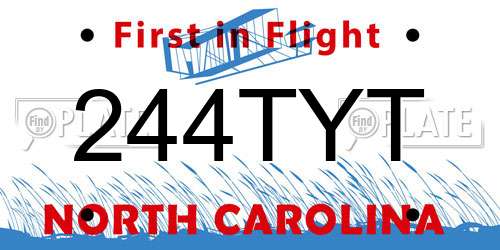 244TYT North Carolina License Plate