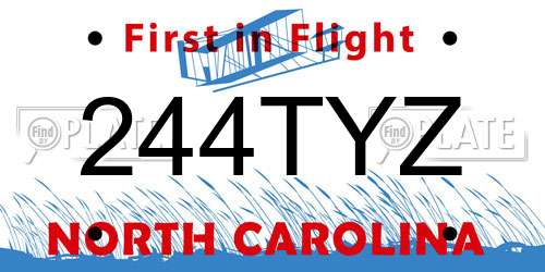 244TYZ North Carolina License Plate