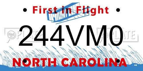 244VM0 North Carolina License Plate