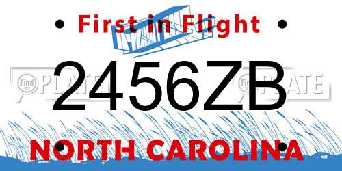 2456ZB North Carolina License Plate