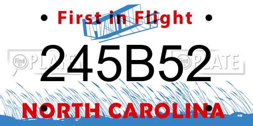245B52 North Carolina License Plate
