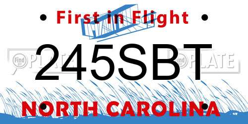 245SBT North Carolina License Plate