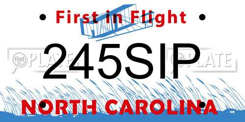245SIP North Carolina License Plate