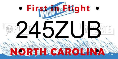 245ZUB North Carolina License Plate