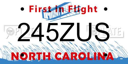245ZUS North Carolina License Plate