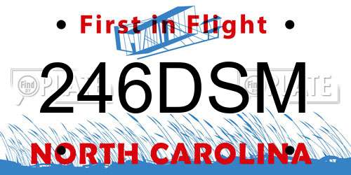 246DSM North Carolina License Plate
