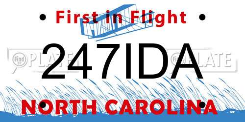 247IDA North Carolina License Plate