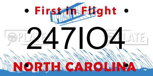 247IO4 North Carolina License Plate