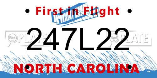 247L22 North Carolina License Plate