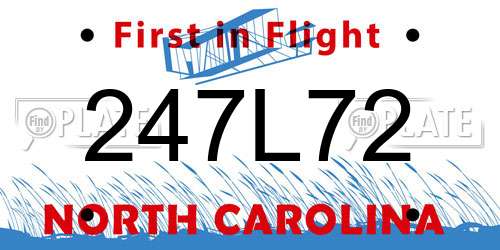 247L72 North Carolina License Plate