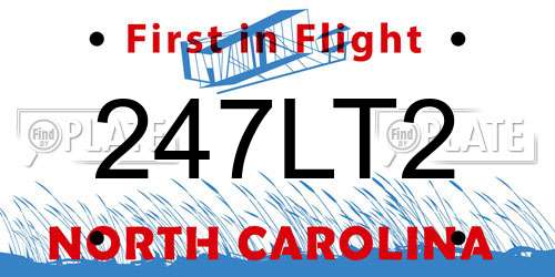 247LT2 North Carolina License Plate