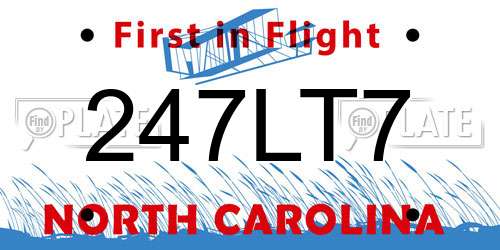 247LT7 North Carolina License Plate