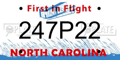 247P22 North Carolina License Plate