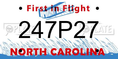 247P27 North Carolina License Plate
