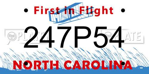 247P54 North Carolina License Plate