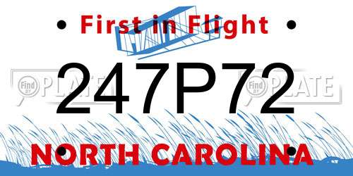 247P72 North Carolina License Plate