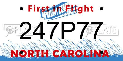 247P77 North Carolina License Plate