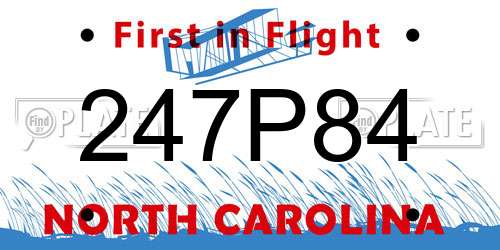 247P84 North Carolina License Plate