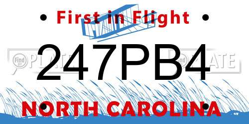 247PB4 North Carolina License Plate