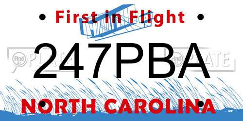 247PBA North Carolina License Plate