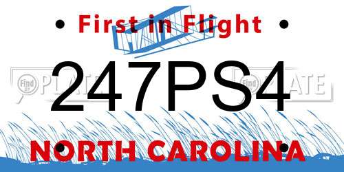 247PS4 North Carolina License Plate