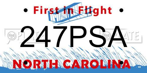 247PSA North Carolina License Plate