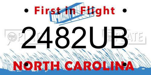 2482UB North Carolina License Plate