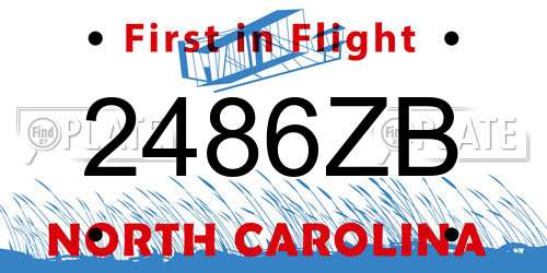 2486ZB North Carolina License Plate