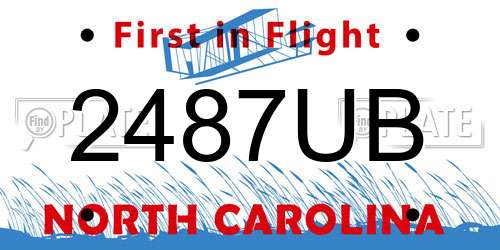 2487UB North Carolina License Plate