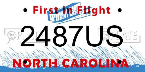 2487US North Carolina License Plate