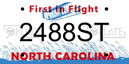 2488ST North Carolina License Plate