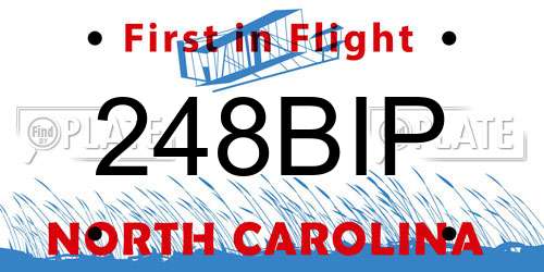 248BIP North Carolina License Plate