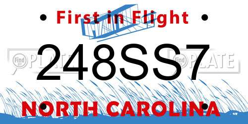 248SS7 North Carolina License Plate