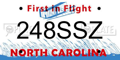 248SSZ North Carolina License Plate